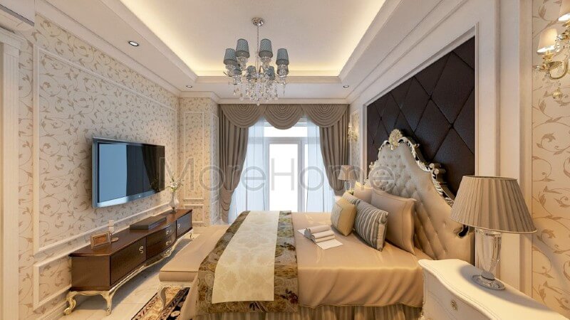 Giường ngủ chung cư tân cổ điển Giường ngủ chung cư tân cổ điển