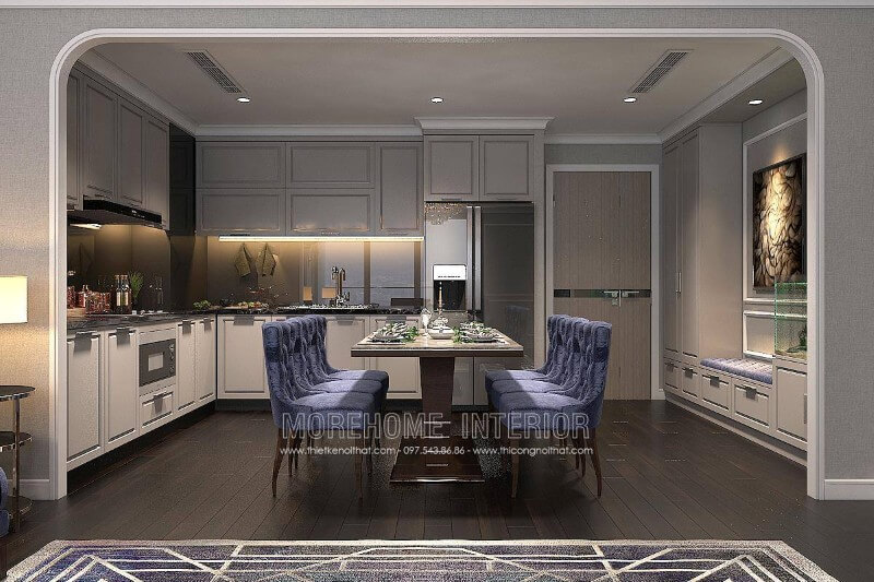 Thiết kế nội thất phòng bếp chung cư cao cấp hiện đại Mẫu nội thất chung cư đẹp