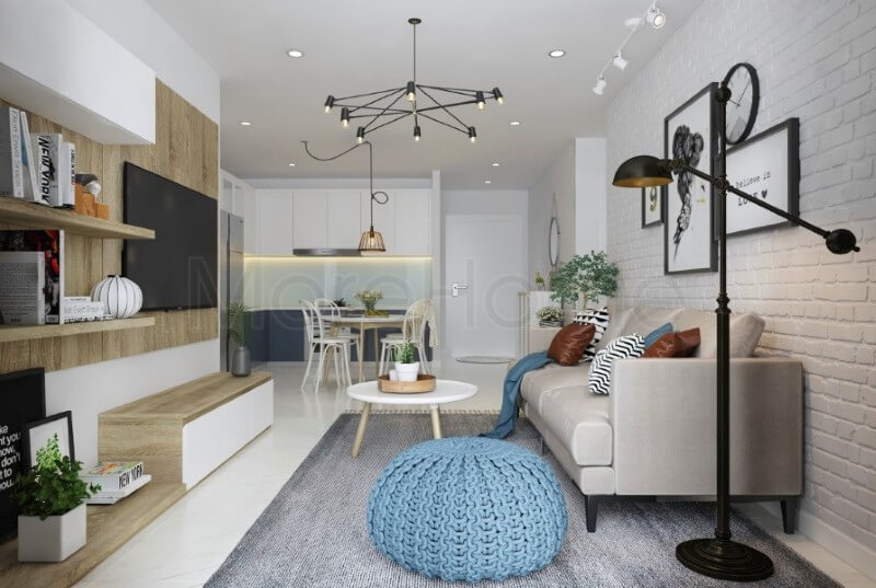 Bộ sofa hiện đại được thiết kế nhỏ gọn phù hợp với không gian phòng khách chung cư, vừa đảm bảo tính công năng lại không làm mất đi quá nhiều diện tích. Mẫu nội thất chung cư đẹp