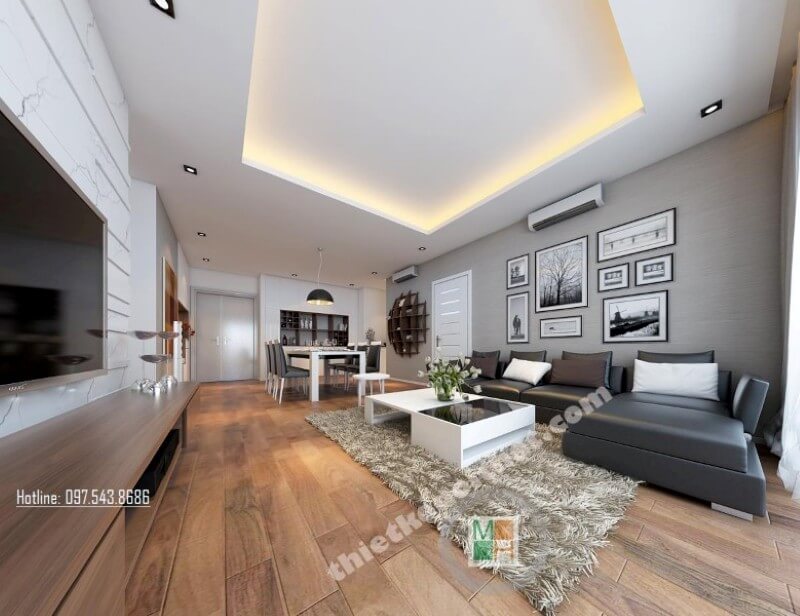 Trang trí nội thất phòng khách chung cư đẹp và ấn tượng hơn với những bộ sofa góc bọc da cao cấp Mẫu nội thất chung cư đẹp