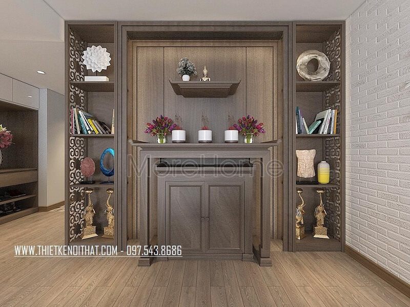 Khắc phục hạn chế về diện tích không gian căn phòng thì mẫu bàn thờgỗ sồi này sẽ là lựa chọn hoàn hảo cho gia chủ