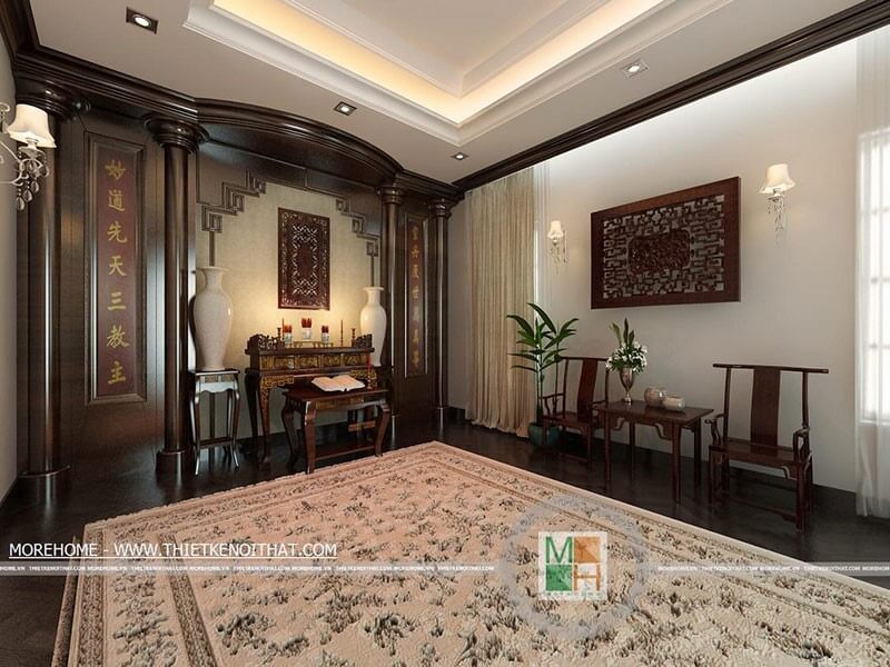 Mẫu bàn ghế gỗ tự nhiên cho phòng thờ