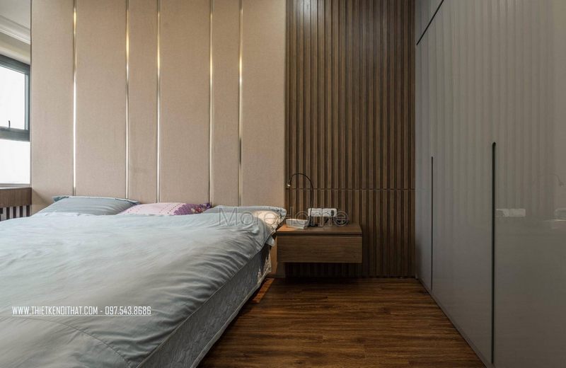 Phòng ngủ master sử dụng những nội thất tiện ích chất lượng cao giúp đảm bảo giấc ngủ ngon cho gia chủ