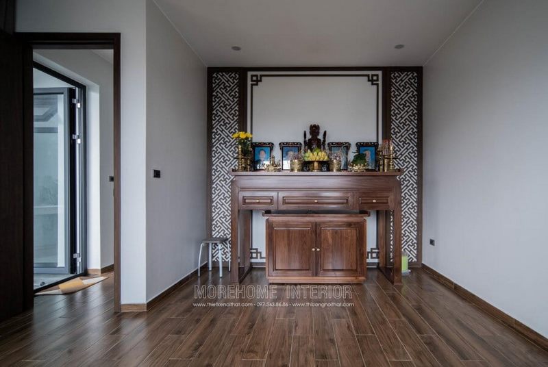 Bàn thờ 2 tầng hiện đại sở hữu chất liệu sồi cao cấp